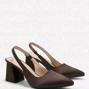 SHEIN Brown Pointed Slingback Block Heels